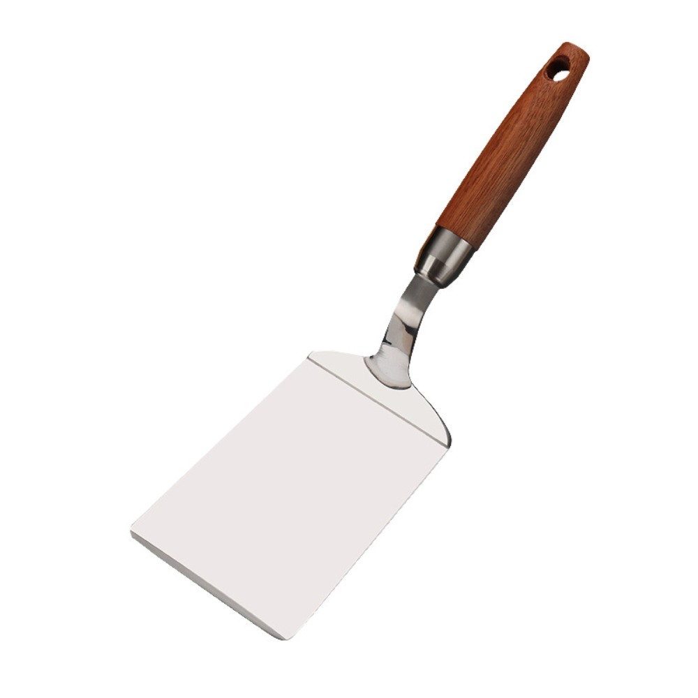 Okonomiyaki Spatula - 나무 손잡이가 있는 스테인리스 스틸 주걱,