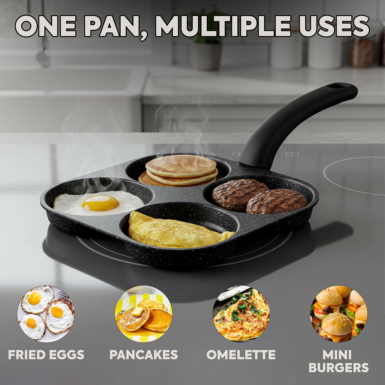 Egg Waffle Pan - 계란 프라이팬 논스틱 팬케이크 팬 4컵