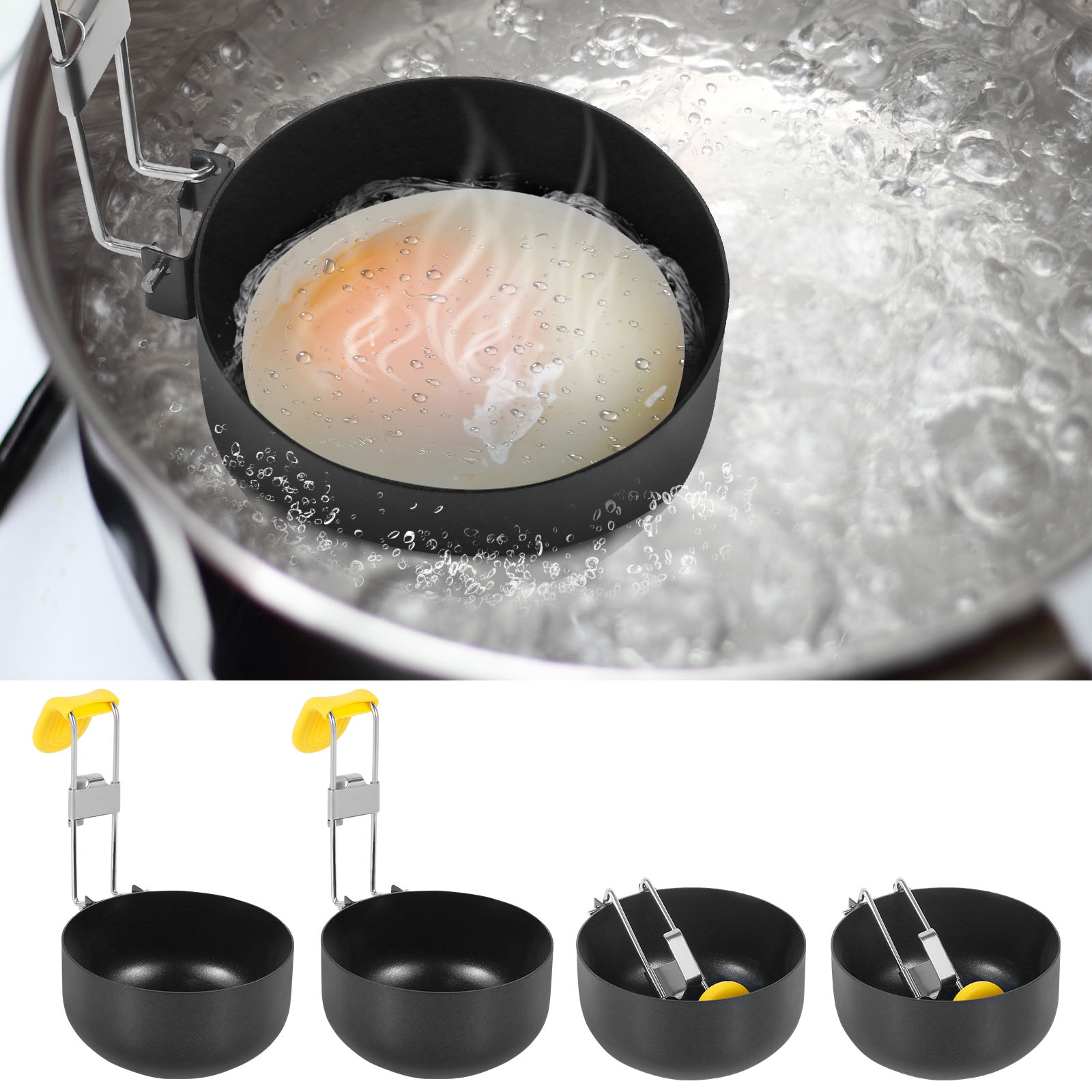 Mini Pancake Griddle - 4 팩 스테인레스 스틸 계란 밀렵꾼,