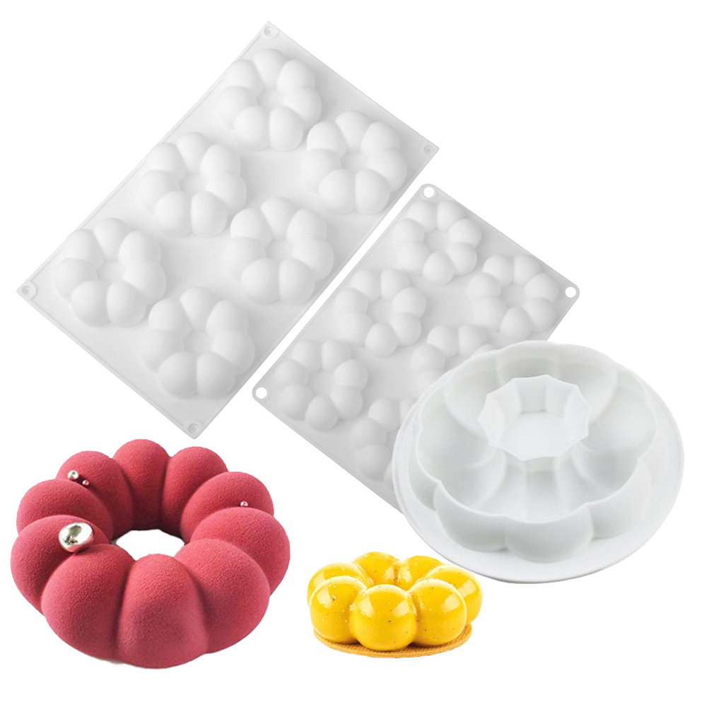 1 또는 6구 꽃잎 모양 도넛 디자인 무스 케이크 몰드 - Donut Mold Silicone 리뷰 및 가격