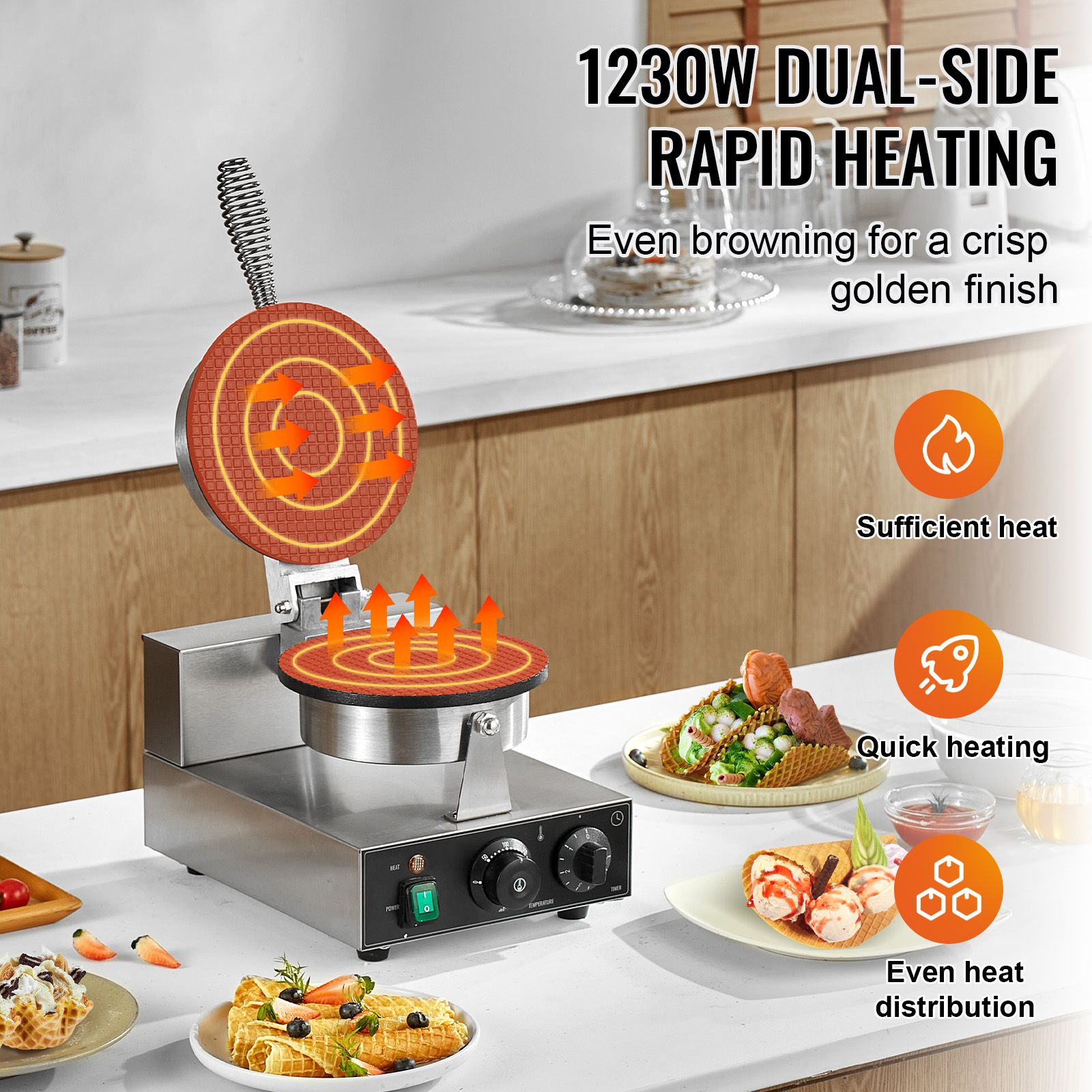 전기 아이스크림 콘 메이커, 상업용 1230W 와플 콘 - Waffle Cone Maker 리뷰 및 가격
